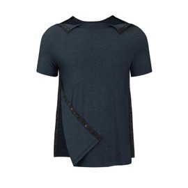 Tfovorlein Men Post Arm Broken Recovery Rotator Cuff Adaptive ClothesShoulder Surgery Shirt for Rehab Snap Men Chemo Shirts Chemotherapy Clothing Navy Blue XL