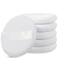 simarro Pack of 6 Round Powder Puff, 6.5 cm Makeup Powder Puff Cotton Face Sponge Wet and Dry Use Round Powder Puff for Loose Powder Pressed Powder Blush Cushion Applicator (White)