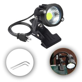 Ygapuzi 5W LED Clip on Lamp Directional Bullet Light with Clamp Outdoor Waterproof Signboard Blackboard Lighting Adjustable Table Desk Work Lamp with Power Plug (Cool White)