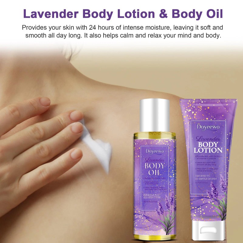 DOYEEWO Lavender Spa Gift Set 7 Piece Bath Essentials Relaxation