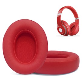 Replacement Ear Pads for Beats Studio 2 & Studio 3 Wired & Wireless Headphones, Ear Cushions, Headset Earpads, Ear Cups Cover with Soft Protein Leather (Light Red)