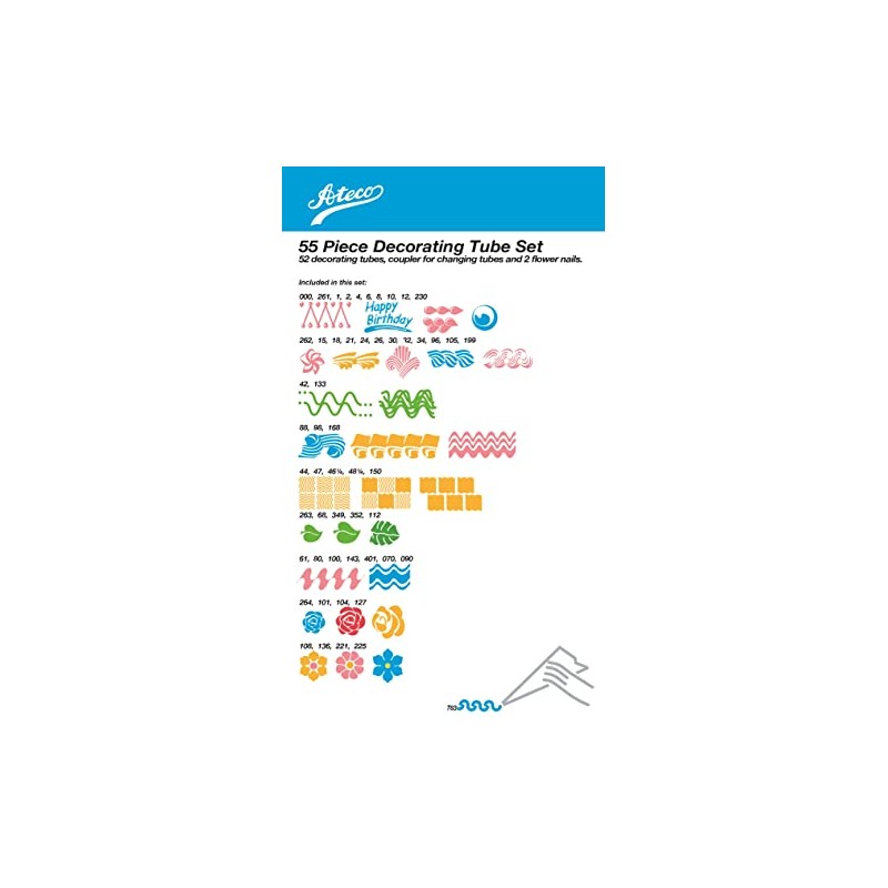 Ateco 783-55 Piece Cake Decorating Set, Includes 52 Stainless Steel