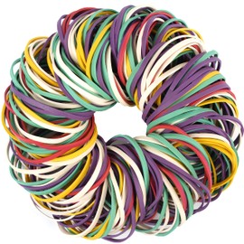 AMUU Rubber Bands, Rubber Bands #33 About 200 Pieces Rubber Bands 55mm Inner Diameter 90mm Folding Diameter for Office, School, Home, Strong Elastic Band Loop, Office Supplies(Purple, Blue, Red,