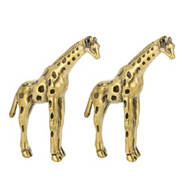 SHIDXIB 2Pcs Brass Giraffe Statue Ornament Ancient Copper Color Handcrafted Crafts Ornaments