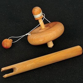 Lehman's Marvelous Amish Handmade Wooden Spinning Top Child Toy with Handle