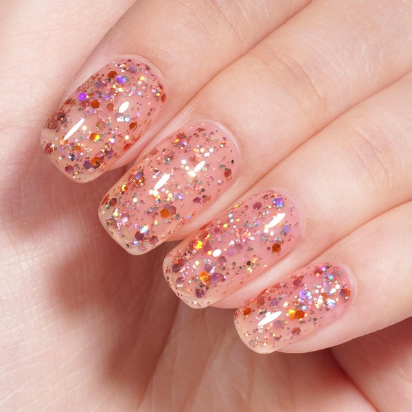 TOMICCA Glitter Gel Nail Polish, Champagne Gold Sparkle Gel Polish,