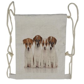 Lunarable Cartoon Drawstring Backpack, Jack Russell Terrier Puppy, Sackpack Bag