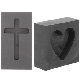 Operitacx Casting Molds Set 2pcs Heart Cross Graphite Molds for Ingot Sand DIY Projects