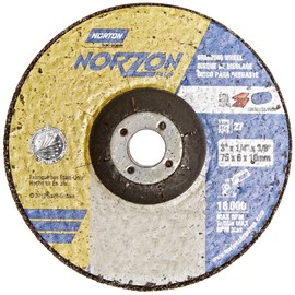 Norton Norzon Plus Depressed Center Abrasive Wheel, Type 27, Zirconia Alumina, 3/8" Arbor, 3" Diameter x 1/4" Thickness (Pack of 1)