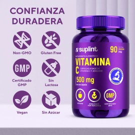 Suplemento De Vitamina C Suplemento de Vitamina C 300 MG con Jengibre | Cápsulas Veganas, Sin OGM, Sin Gluten | Fabricado en Holanda | 90 Cápsulas300 Mg Con Jengibre 90 Cápsulas | SUPLINT