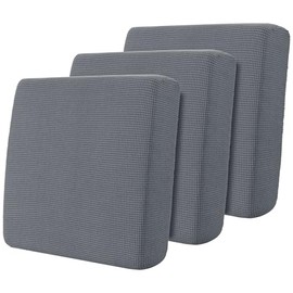SUBRTEX Super Stretch Chair Cushion Cover Set, Durable Spandex Couch Cushion Cover Individual Seat Cushion Slipcover, Replacement Cover for Armchair RV Dinette Boat Seat (3pc Small, Light Grey)