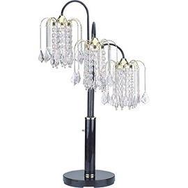 Milton Greens Stars A716BK Sterling Traditional Crystal Table Lamp with 3-Way Switch, 34-Inch, Black