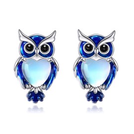Eule Ohrringe für Damen Sterling Silber Mondstein Ohrstecker Schmuck Geschenke für Damen