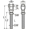 Fork with Left Thread M14 Stainless Steel Aisi316/A4