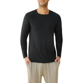 Latuza Men's Viscose Pajama Top Long Sleeves Sleep T-Shirt XL Black
