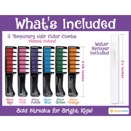 Bright Seed Hair Chalk For Girls Washable, Temporary Hair Color, Paint & Dye for Kids, Makeup Kit of 6 colors, Great Toy & Birthday Gifts for Kids Age 5 6 7 8 9 10 11 12 13, Craft for Tween & Teen