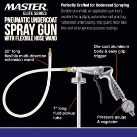 Master Elite Undercoating Spray Gun with Regulator & Flexible Extension Wand - Pneumatic Automotive Application Sprayer Undercoating Gun for Truck Bed Liner & Rust Proofing