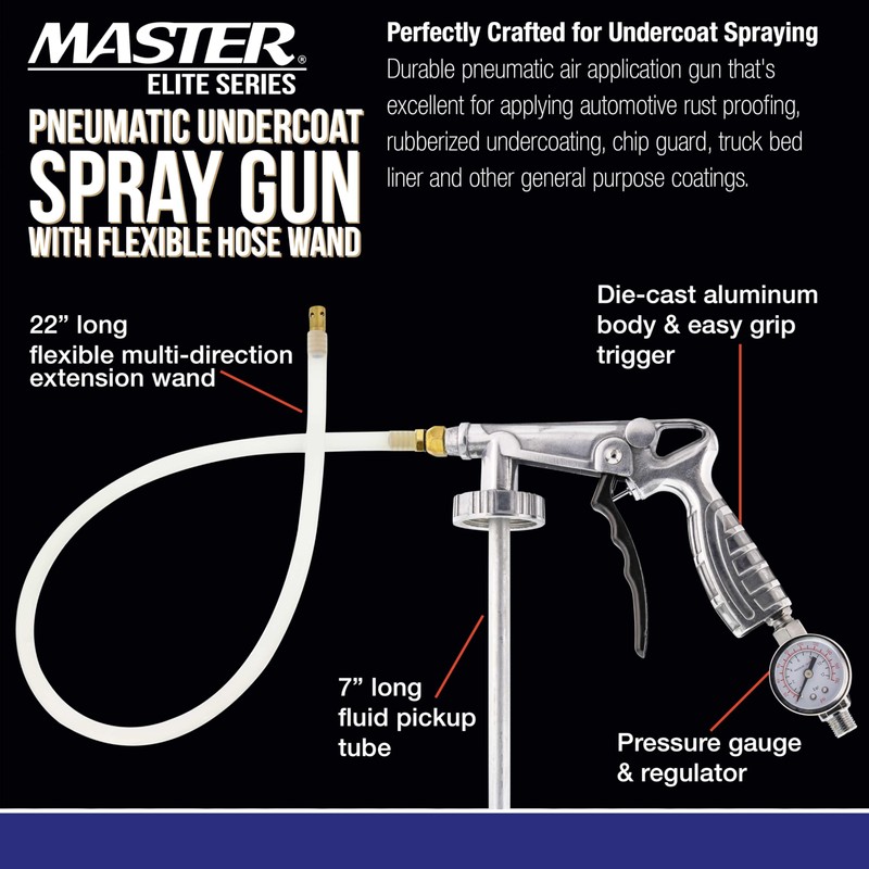 Master Elite Undercoating Spray Gun with Regulator & Flexible Extension