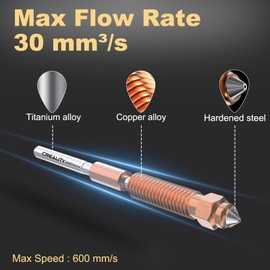 Creality - Boquillas K1C, 2 boquillas de 0,4 mm con kit de llave, boquilla de intercambio rápido de unicornio con aleación de titanio y aleación de cobre y acero endurecido para Creality K1C, Ender-3