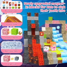 IEEILULU Magnetic Building Blocks 100 Pieces - Build Mine Magnets World Set, Magnetic Building Blocks Blocks Theme Forest, Magnet World Tiles Toy for Children from 3 Years (Princess and Knight)
