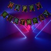 Glow Party Happy Birthday Banner Decoration（Already Assembled）, 80s Birthday Banner
