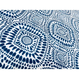 Blue Spanish Tile Fabric Floral Mandala Curtain Upholstery Cotton - digital print canvas for upholstery, curtains, dress making (SAMPLE (10cm x 10cm))