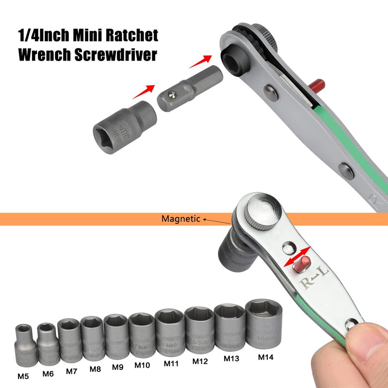 nutmanel Tool Set, Socket Spanner Set, 38 Pieces, Ratchet Box