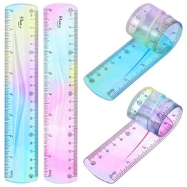 2pcs Flexible Ruler, 8 inch Bendable Ruler, Soft Plastic Shatterproof Straight Edge Rulers, Clear Gradient Colored Rulers with Centimeter for School Classroom Office Kids & Adults Home Supplies