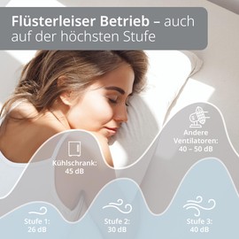 ADE Sehr leiser Tischventilator | USB Ventilator mit 3 Geschwindigkeitsstufen | 2.000 mAh Akku für bis zu 7,5 Stunden Laufzeit | 180° Neigungswinkel | leicht und flexibel | weiß
