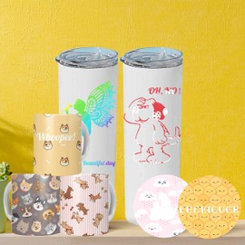 LUCKIGUCK Infusionble Transfer Ink Sheets 20 Pieces Pre-Printed Dyed Sublimation Paper 4.5 x 12 Inches Iron On T-Shirt and Cup (Cartoon)