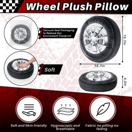 Meooeck 15.7 Inch 3D Simulation Wheel Plush Pillow Car Tire Pillow Big Soft Chunky Tire Sofa Toy Flexible Seating for Boys Classroom Elementary Funny Race Bedroom Birthday Party Decor Gift (Modern)