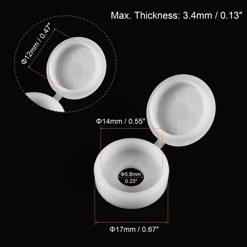 sourcing map Plastic Hinged Screw Cover Caps 5.8mm Hole Fold