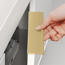 Peaha 20 Pack Finger Pulls for Cabinets Edge Pulls for Cabinets Gold Cabinet Handles Finger Pull Cabinet Handles Gold Drawer Pull 6-1/4 Inch Hole Center