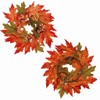 2Pcs Thanksgiving Candle Wreath, 10 Inch Fall Maple Leaf witn