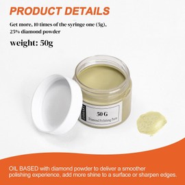 80,000Grit Diamond Polishing Lapping Compound Polish Paste with 25% Diamond Powder (0.1 Micros) for Metal Silver Chrome Glass Marble Resin Rock Watch Jewelry Gemstone - 50G (1.76 Oz)