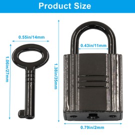 Waziaqoc 2Pcs Mini Padlocks, Square Black Padlock with Keys Metal Decorative Locks for Jewelry Box Storage Box Diary Mini Bags