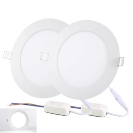 NRGDILY LED Recessed Spotlight, 230 V, Flat, Round Recessed Spotlights, 15 W, 1350 lm, Cool White, 6500 K, Recessed Ceiling Spot for Office, Kitchen, Living Room, Set of 2