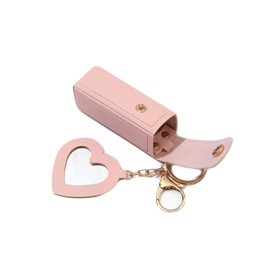 ARFUKA Lipstick Case with Mirror for Purse Lipstick Holder Keychain Portable Mini Lipstick Bag Lip Balm Holder Keychain Pink