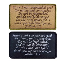 2Pcs Joshua 1:9 Tactical Jesus Bible Patch, Bible Verse 210 Have I NOT COMMANDED You Embroidery Hook & Loop Morale Patches for Christian Prayer's Caps Bags Backpacks