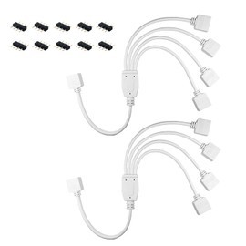RGBZONE 4 Pins Splitter Cable Y-Splitter (Four Way) for 5050 3528 RGB LED Light Strip with 5 Male 4 Pin Plugs
