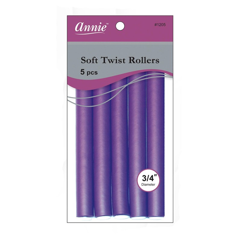 Annie 01205 Soft Twist Rollers, Purple, 5 Count