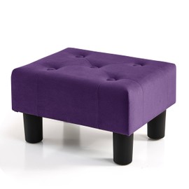BRIAN & DANY Small Foot Stool, Velvet Foot Stools with Legs, Stable Small Footstool for Living Room, Purple
