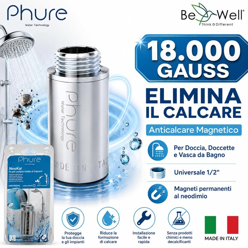 Phure Neokal Anti Limescale Protector for Shower, Handheld Shower, Bathtub,