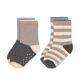 LÄSSIG Unisex Children's Non-Slip Socks Set of 2 Anthracite Taupe Size 27-30