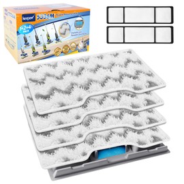 KEEPOW Reusable Vacmop Replacement Pads Compatible with Shark Vacmop VM252 VM200P12 VM252P10 VC205 VM190 VM200 QM250 VM250, Washable Microfiber Mop Vac Pads Refills with Upgraded Design(1+2+4 Pads)