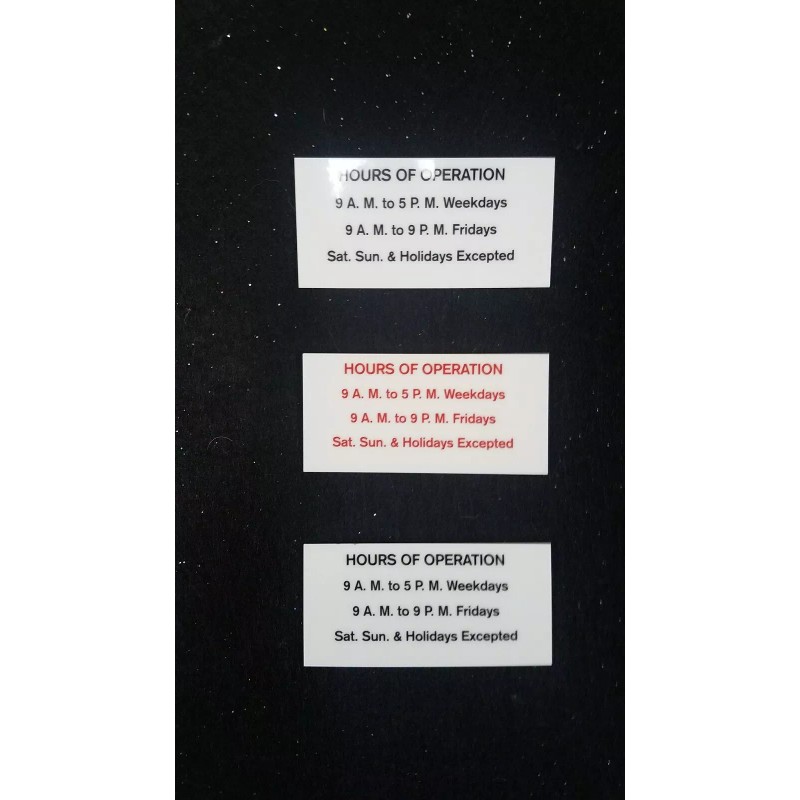 (3) HIGH QUALITY DUNCAN PARKING METER "HOURS OF OPERATION CARDS"