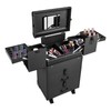 LyeXD Rolling Makeup Train Case,Lockable Portable Cosmetic Organizer Trolley Makeup