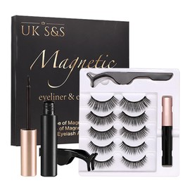 Magnetic eyelash and eyeliner kit, 1 Tube of Magnetic Eyeliner, 5 Pairs of Magnetic Eyelashes, 1 Eyelash Applicator