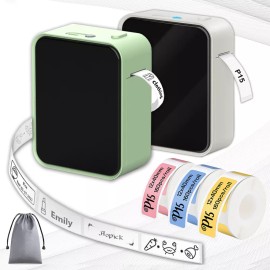 Pristar P15 Bluetooth Label Maker Machine Portable Sticker Barcode Thermal Label Printer - Beige Printer + 1 Roll Sticker + 1 Bag