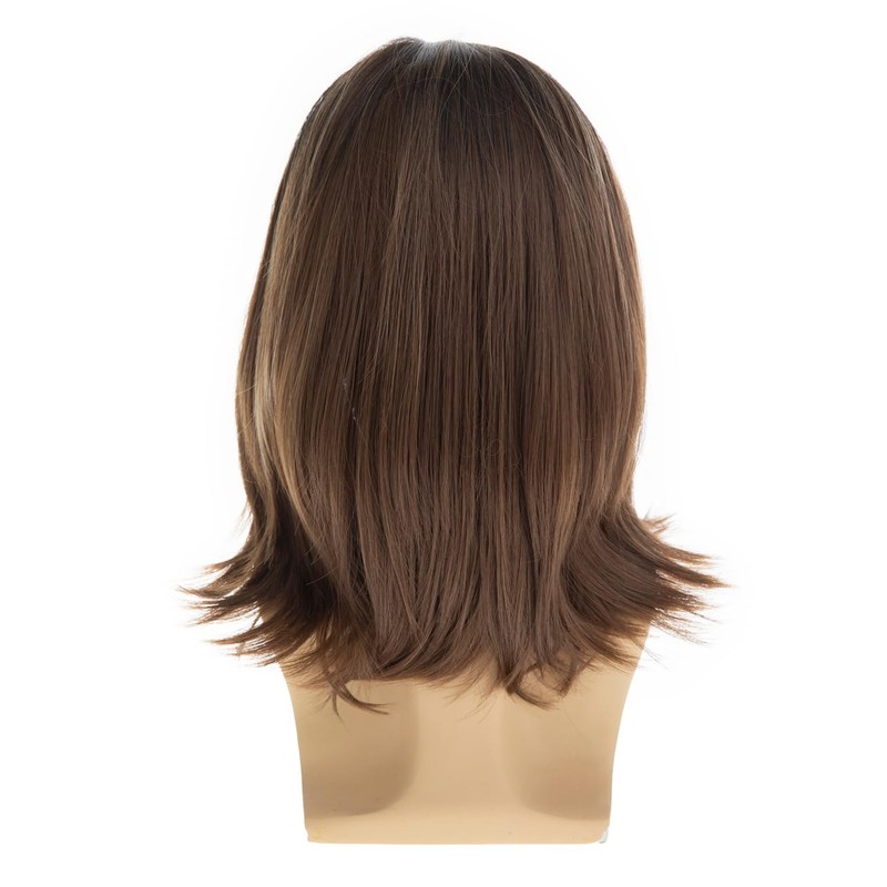Beweig Mens Mixed Brown Wig Short Layered Natural Synthetic Halloween